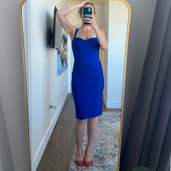 Heidi Bandage Mini Dress - Royal Blue SZ Large - Picture 4 of 11